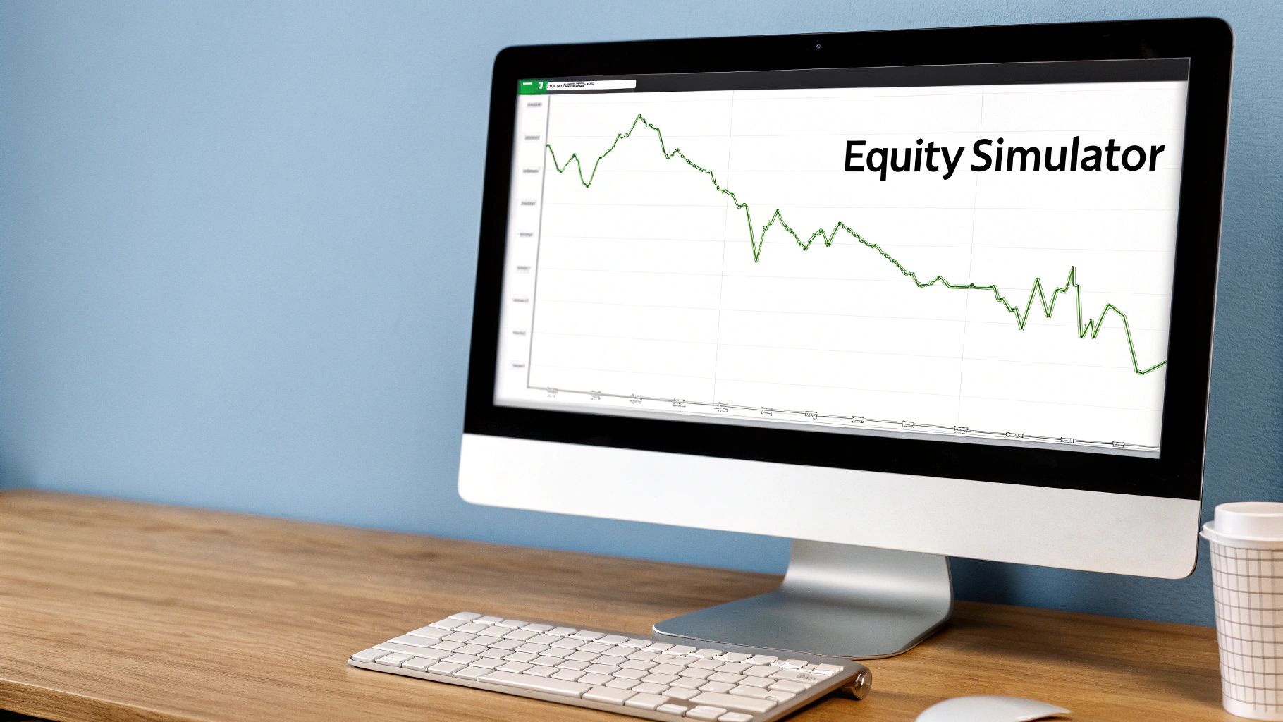 Stylized trading equity curve showing account balance fluctuations